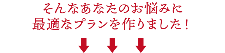 そんなあなたのお悩みに最適なプランを作りました！